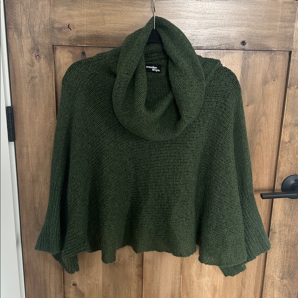 Wooden Ships Forest Green Cowl Neck poncho sweater